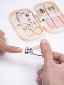 14件套粉蓝美甲套装 | 可爱便携指甲钳剪刀套装 | 女士旅行美容护理礼品 - 彩色 - 查看 6