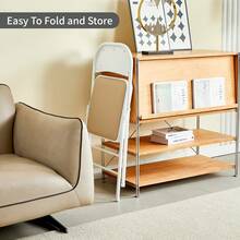Mcc Direct Folding Chairs, Faux Leather Foldable Chairs With Metal Frame And Padded Seat, Easy To Fold And Store For Home, Office, Dining And Reception (4Pcs) - White - View 5