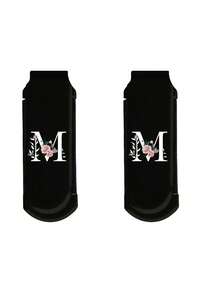 高级黑色可折叠多功能迷你化妆刷，带气垫，印有A~Z花卉字母，按摩梳带镜子，可拆卸 - 黑色 - 查看 38