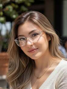 Cat Eye Eyeglass Frame With Retro Metal Temples - 無色 - 查看 2