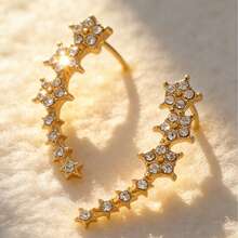 1 Pair Fashionable & Elegant Hypoallergenic Rhinestone Earrings, Suitable For Vacation, Party, Date, Holiday Gift, Versatile Daily Wear - Comet Earrings - View 3