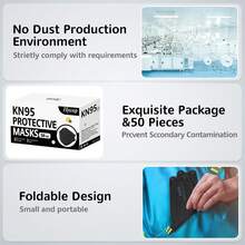 Mascarillas KN95, Paquete de 50, Transpirables, cómodas y Desechables, mascarillas KN95, Color Negro - C - Ver 9