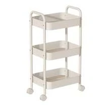 Multipurpose Organizer Cart With 3 Levels, Wheels With Brakes And Ergonomic Design: The Ultimate Solution For Storage At Home, Office And Beauty Salon, Saving Space And Facilitating Mobility. - trắng - Xem 12