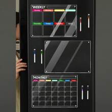 1 Set Magnetic Colorful Patterned Acrylic Whiteboard, Fridge Magnet Display Board, Dry Erase Magnetic Memo Board With 6 Magnetic Whiteboard Pens - I - View 1