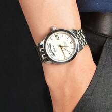 DOXA Men's Mechanical Watch, White Dial, Stainless Steel Material, Business Style, Suitable For Daily Wear, Men's Intertwined Gold (Full Steel + Gold Plated) White Dial (8 Diamonds) Automatic Mechanical Watch D167SWH - White - View 4