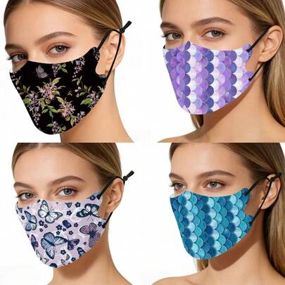 Fashionable Breathable Dust-Proof Mask, Colorful Butterfly & Ditsy Floral Personalized Mask, Dust-Proof And Windproof Mask For Christmas And Halloween Costumes, Women's Outdoor Mask, Windproof And Dust-Proof Mask For Daily Wear
