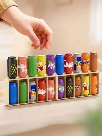 21件迷你趣味饮料颜色挑战游戏玩具，旅行趣味配对游戏套装，适合青少年训练记忆力、逻辑思维和推理能力，适合家庭游戏、生日派对娱乐、棋盘游戏、派对游戏、减压玩具、游戏装备、游戏礼品、新年、情人节、派对礼品袋填充物、礼物、圣诞节