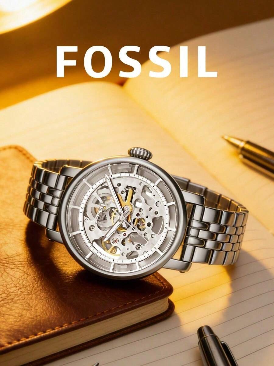 Fossil 女士机械不锈钢三针腕表，不锈钢表壳/玻璃表镜 ME3065/ME3067 - 銀色 - 查看 1