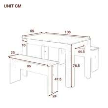 Flieks Dining Table With 2 Benches Dining Table Set For Kitchen, Dining Room, Small Space Artificial Marble - Grey - View 4