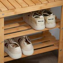 SoBuy® Éère à chaussures, Banc d'entrée, Support à chaussures, Éère de salle de bain, Antidérapant, blanc, FSR02-K-, IT - Transparent - Voir 5