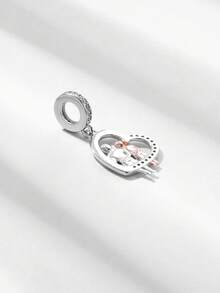 1 Piece Of Extremely Simple Style 925 Sterling Silver Heart Shape. My Grandfather Is A Hero Pendant Bead DIY Souvenir For Both Men And Women's Birthdays - Silver - View 3