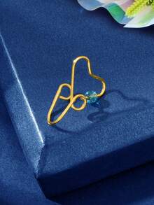 1 Pc Gold Heart Fake Nose Piercing Faux Septum Nose Rings Clip On Nose Jewelry For Women And Girls - Gold - View 3