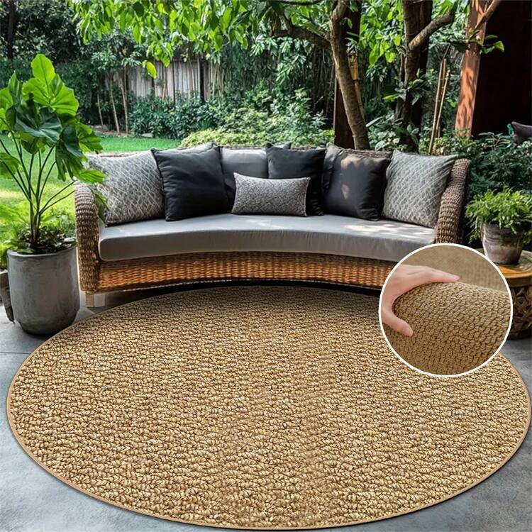 1 Stück vintage brauner Ananas Muster Runder Teppich, moderner minimalistischer brauner Ananas Textur Teppich, nordischer Stil Balkon Terrasse Fußmatte, Flur, Garten, Eingangsbereich Dekoration und andere Bereiche, Frühjahrsneuheit, im Sommer