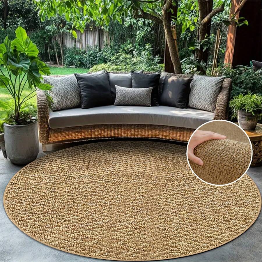 1 pieza Alfombra redonda vintage con patrón de piña marrón, alfombra de textura de piña marrón minimalista moderna, estilo nórdico para balcón, terraza, entrada, pasillo, jardín y otras áreas, nueva llegada de primavera, disponible en verano, alfombra para exteriores - multicolor - Ver 1