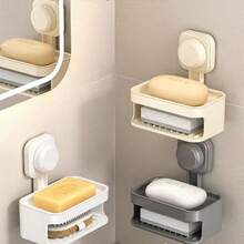 1 Piece Suction Cup Soap Dish, No-Drill Wall-Mounted Soap Holder, Bathroom Storage Rack, Wall-Mounted Wash Area - Suction Cup - View 5