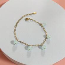 1 pieza Pulsera de estilo bohemio con cuentas de cristal de 8 mm y cadena de acero inoxidable para mujeres, no se desvanece, regalo de viaje de verano - Cuentas de cristal - Ver 18