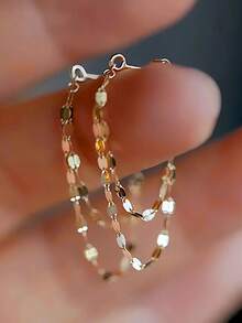1 par de pendientes colgantes con encantos para adolescentes, para decoración diaria, para fiestas, joyería, regalo de cumpleaños - Dorado - Ver 2