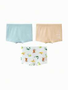 mini bala 3 chiếc quần lót bé trai, chất liệu cotton mềm mại, thoải mái, co giãn, thoáng khí, kiểu quần boxer cho trẻ em. - tông màu vàng xanh - Xem 3