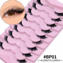 GROINNEYA Half Lashes Natural Fake Lashes Wispy Cat Eye Lashes Clear Band Accent Short False Eyelashes Make Up - 9pairs-bP05 - View 9