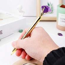 1/5PCS Crystal Raw Stone Journaling Pen Set, Fancy Diamond Writing Pens Black Ink, Pretty Office School Supplies Gift For Women - Multicolor - View 8
