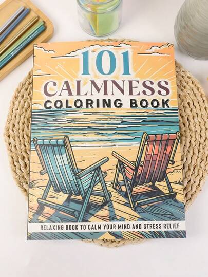 1PC 101 Calmness Adult Coloring Book: Perfect For Cozy Christmas Evenings, New Year Relaxation & Stress Relief Art Therapy