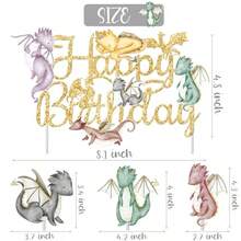 DDragon Happy Birthday Cake Topper Gold Dragon Themed Birthday Cake ...