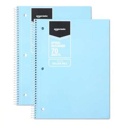 Spiral Notebooks College-Ruled Notebook Notebooks For School Office And Home Lightweight Poly Cover 70 Sheets 10.5" X 8" Light Blue 2-Pack