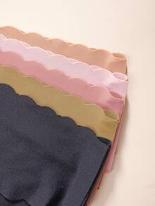 5pcs/Pack Women's Seamless Triangular Panties, Comfortable Silk-Like Fabric, Wavy Hem Solid Color Simple Ladies' Home Triangular Briefs - Multicolor - View 3