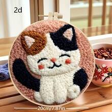 2D Punch Needle Embroidery Kit - Suitable For Beginners, Includes Tools, Instructions, DIY Punch Embroidery Kit, Maneki-Neko, Cute Cartoon Cat Embroidery Starter Kit, Easy To Make, Adult Holiday Gift And Decor - A - View 6