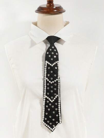1pc Women's Rhombus Faux Pearl Detachable Collar, Versatile For Banquet, Party, And Daily Wear