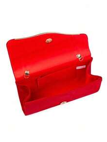 Classic Red Fashion Evening Dress Set With Clutch, Cosmetic Bag, Lightweight Crossbody Bag, Suitable For Business, Commuting, Wedding, Gala, Party, Holiday Gathering - Red - View 7