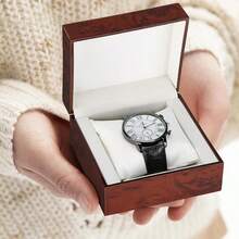 1pc Premium Wooden Gift Box, Special Wooden Packaging Box For Watch, Wooden Gift Box - Multicolor - View 3