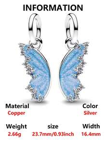 1pc Fresh Exquisite Blue Butterfly Bead Pendant, Versatile DIY Bracelet Necklace Small Gift - Multicolor - View 5