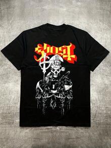 Ghost Band Mysterious Movet Creative Printed Short-Sleeved T-Shirt Charming Fashion T-Shirt Four Seasons Wear Casual Short-Sleeved Size S-3XL - 黑色 - 查看 1