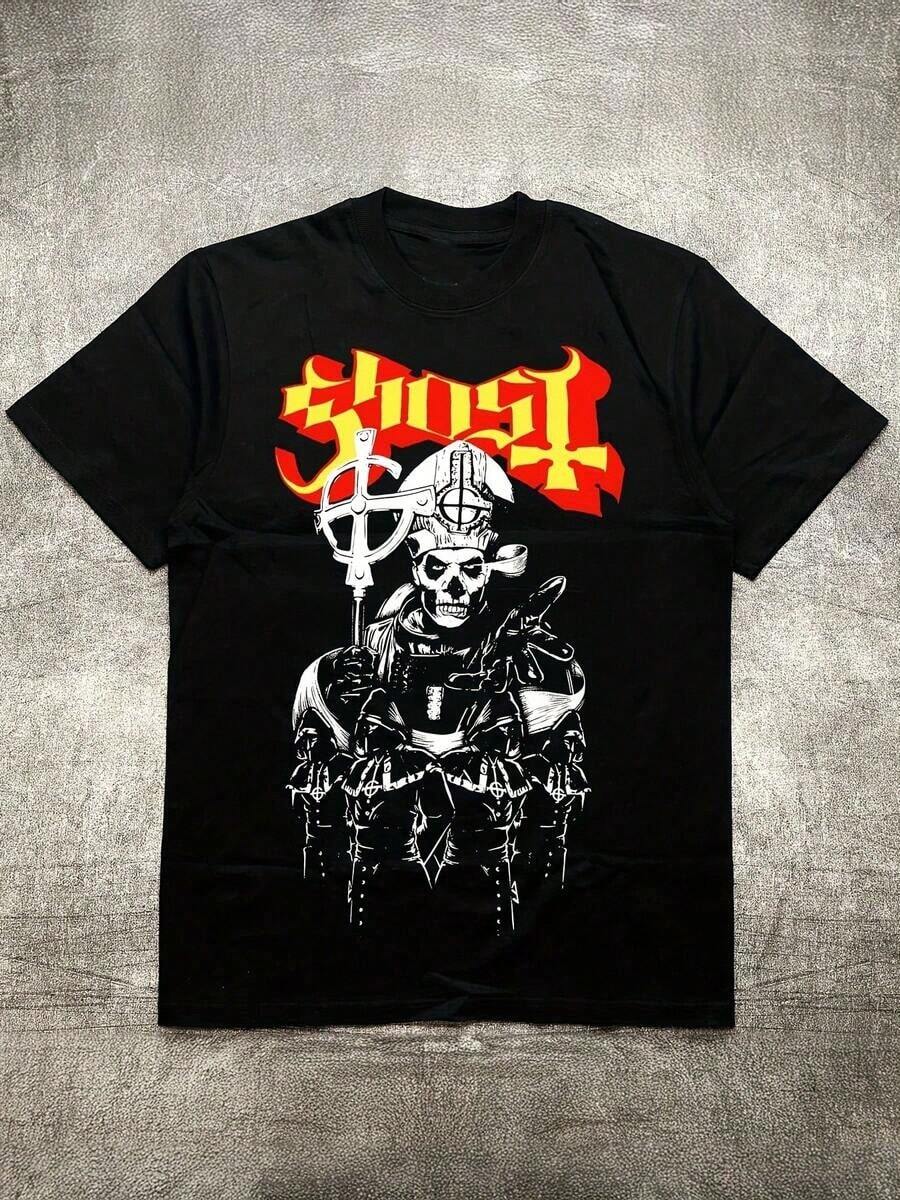 Ghost Band Mysterious Movet Creative Printed Short-Sleeved T-Shirt Charming Fashion T-Shirt Four Seasons Wear Casual Short-Sleeved Size S-3XL - 黑色 - 查看 1
