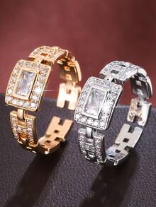 1 pieza Anillo abierto versátil con incrustación de circonita cúbica - anillo abierto - Ver 17