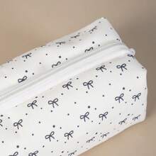 1pc Minimalist Black Bow Pencil Case, Creative Bow Pencil Pouch, Star Stationery Organizer Bag, Cosmetic Bag - A - View 4