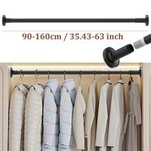 Bowose 90cm-160cm Carbon Steel Heavy-Duty Retractable Wardrobe Rail - Adjustable Length Wardrobe Rod Suitable For Clothes, Curtains, Towels - No Drill -Mounted Hanging Rail For Closet, Bathroom, Balcony - Multi- Extending Pole - 90cm-160cm - Xem 1