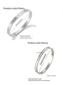VceTd 2 Buah Gelang Stainless Steel Gaya Bisnis Minimalis dengan Dekorasi Kaca, Cocok untuk Busana Wanita Saat Berpergian atau Sebagai Hadiah untuk Sahabat Terbaik - Perak - View 2