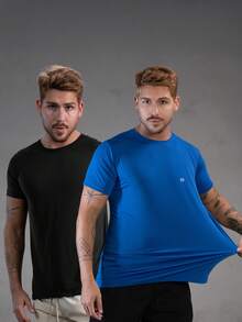 Kit 2 Dry Fit Polyamide T-Shirts - Negro / Azul - Ver 1