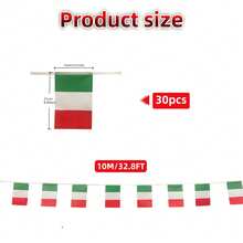 20/25/30pcs Italian String Flag, 5.5x8.2in, 19.7/26.2/32.8ft Small Italian Flag Pulling Flags, Polyester, Suitable For Events, Parties, Business, Sports, Festivals, Home Decor, Yard Decor, Outdoor Decor, Republic Day Decor - A - View 11
