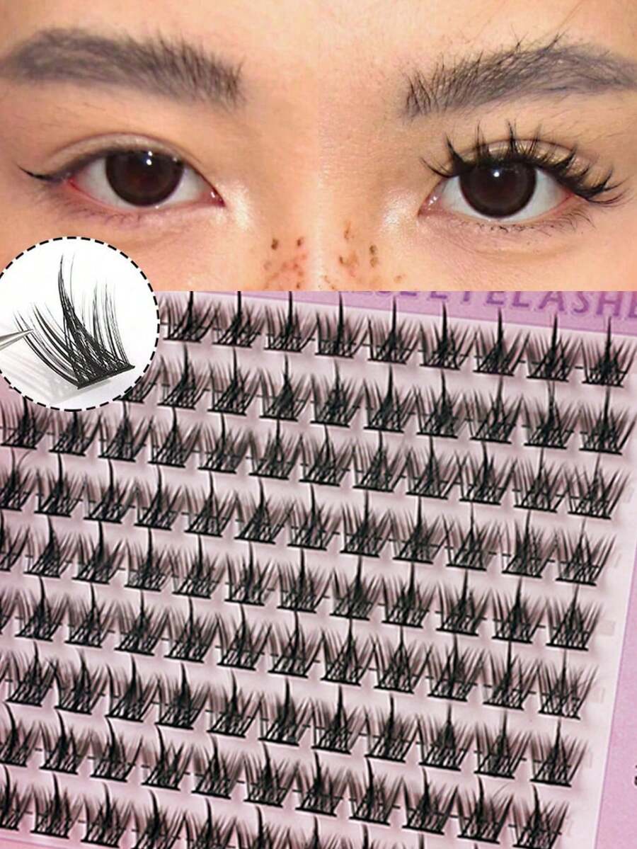 108Clusters Lash Clusters Individual Lashes CC Curling Natural Look Manga Lashes Individual False Eyelashes Set DIY At Home Lash Clusters, Eyelash Clusters, Individual Eyelashes, Lashes, Fake Lashes - D - View 1
