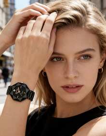 Anne Klein Quartz Watches For Women Rose Gold Stainless Steel Mesh Band Watch Elegant Ladies Gifts Waterproof Wrist Watch - Black - View 2