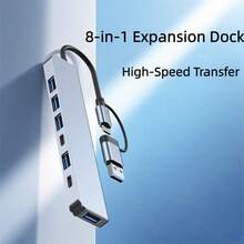 8-In-1 Type-C Hub, Multifunctional Card Reader, Laptop Computer Expansion Dock, USB Splitter - View 8