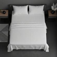 Juego de Sabanas para Cama, Sabana Bajera, Sabana Plana y Funda de Almohada, Cajon Amplio, 2800 Hilos, Premium, Tamaño Individual Matrimonial Queen King - Blanco - Ver 6