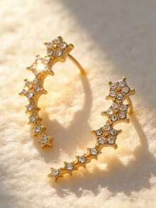 1 Pair Fashionable & Elegant Hypoallergenic Rhinestone Earrings, Suitable For Vacation, Party, Date, Holiday Gift, Versatile Daily Wear - Comet Earrings - View 10