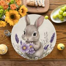 Jogo de 4 jogos americanos com tema de Páscoa, estampa minimalista de coelho com detalhes florais, perfeitos para festas, decoração de feriados e para a Páscoa. Tamanho: 38 x 38 cm. Ideal para decoração de casa, mesas festivas e estilo rústico. Material lavável. Uma ótima opção de presente. - Multicolorido - Ver 3