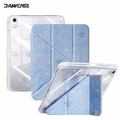 Ốp máy tính bảng dễ thương cho iPhone 11th A16 2025, 10th 10.9 Air, 4th 5th 10.9 Air, 11 M3 2025, 7th 8th 9th 10.2, có ngăn đựng bút, họa tiết thỏ và nơ dành cho nữ.