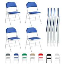 Mcc Direct Folding Chairs, Faux Leather Foldable Chairs With Metal Frame And Padded Seat, Easy To Fold And Store For Home, Office, Dining And Reception (4Pcs) - Blue - View 8
