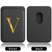 弹性 Magsafe 卡包，弹性皮革磁吸手机壳，内置磁铁，磁吸式手机套，适用于 Apple 12/13/14/15/16 Pro Max 和 Magsafe 手机壳，A-Z 字母图案 - 黑色 - 查看 21